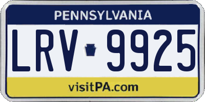 PA license plate LRV9925
