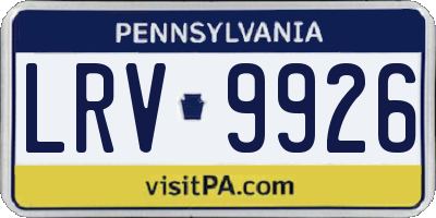 PA license plate LRV9926