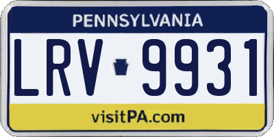 PA license plate LRV9931
