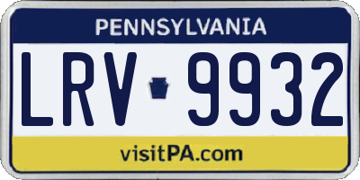 PA license plate LRV9932