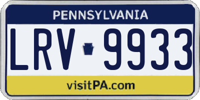 PA license plate LRV9933