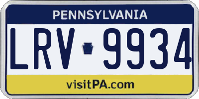 PA license plate LRV9934