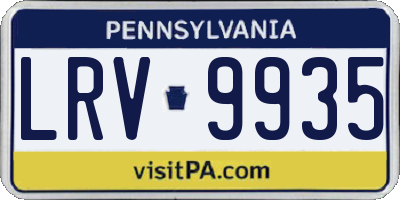 PA license plate LRV9935
