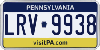 PA license plate LRV9938