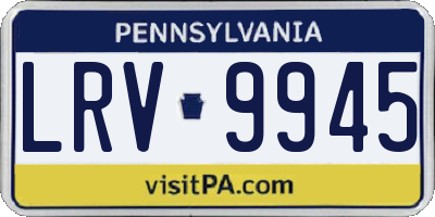 PA license plate LRV9945
