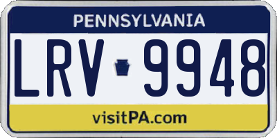 PA license plate LRV9948