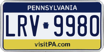 PA license plate LRV9980
