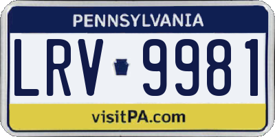 PA license plate LRV9981