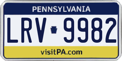 PA license plate LRV9982