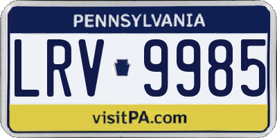 PA license plate LRV9985