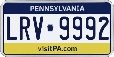 PA license plate LRV9992
