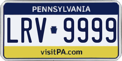 PA license plate LRV9999