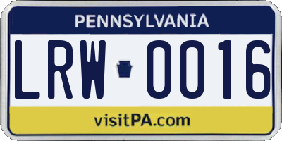 PA license plate LRW0016