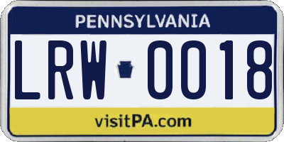 PA license plate LRW0018