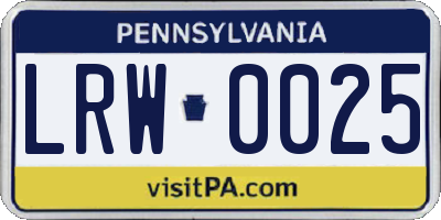 PA license plate LRW0025