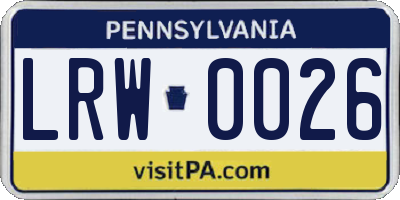 PA license plate LRW0026