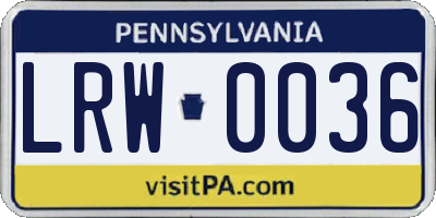PA license plate LRW0036