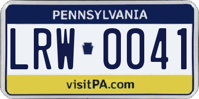 PA license plate LRW0041
