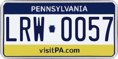 PA license plate LRW0057