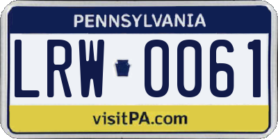 PA license plate LRW0061