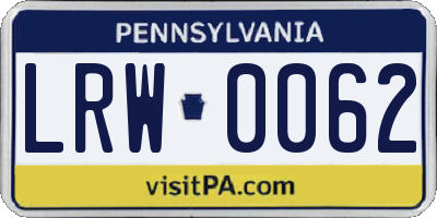 PA license plate LRW0062