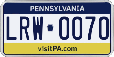 PA license plate LRW0070