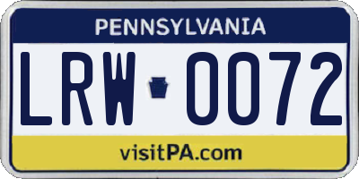 PA license plate LRW0072
