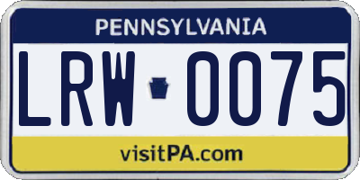 PA license plate LRW0075