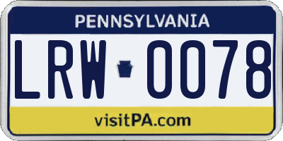 PA license plate LRW0078