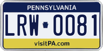 PA license plate LRW0081