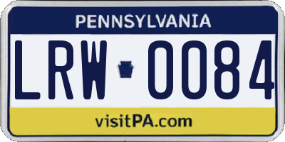 PA license plate LRW0084