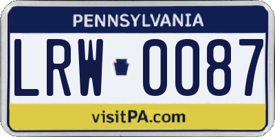 PA license plate LRW0087