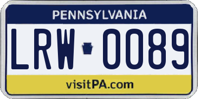 PA license plate LRW0089