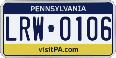 PA license plate LRW0106