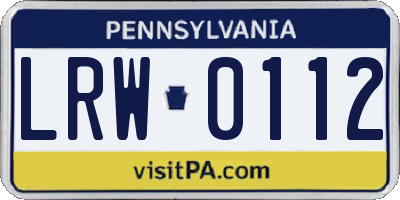 PA license plate LRW0112