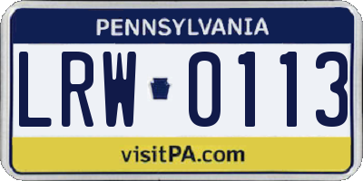 PA license plate LRW0113