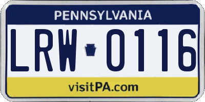 PA license plate LRW0116