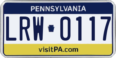 PA license plate LRW0117
