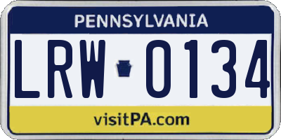 PA license plate LRW0134