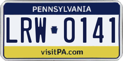 PA license plate LRW0141