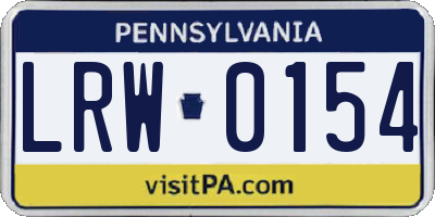 PA license plate LRW0154