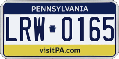 PA license plate LRW0165