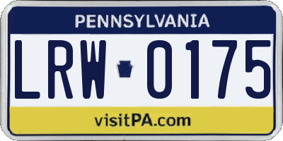 PA license plate LRW0175