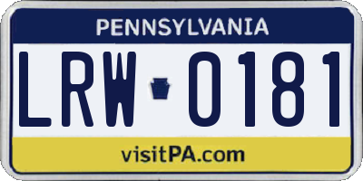 PA license plate LRW0181