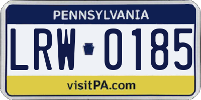 PA license plate LRW0185