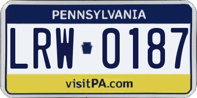 PA license plate LRW0187