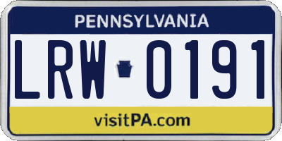 PA license plate LRW0191