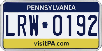 PA license plate LRW0192