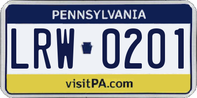 PA license plate LRW0201