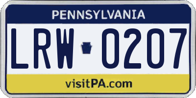 PA license plate LRW0207